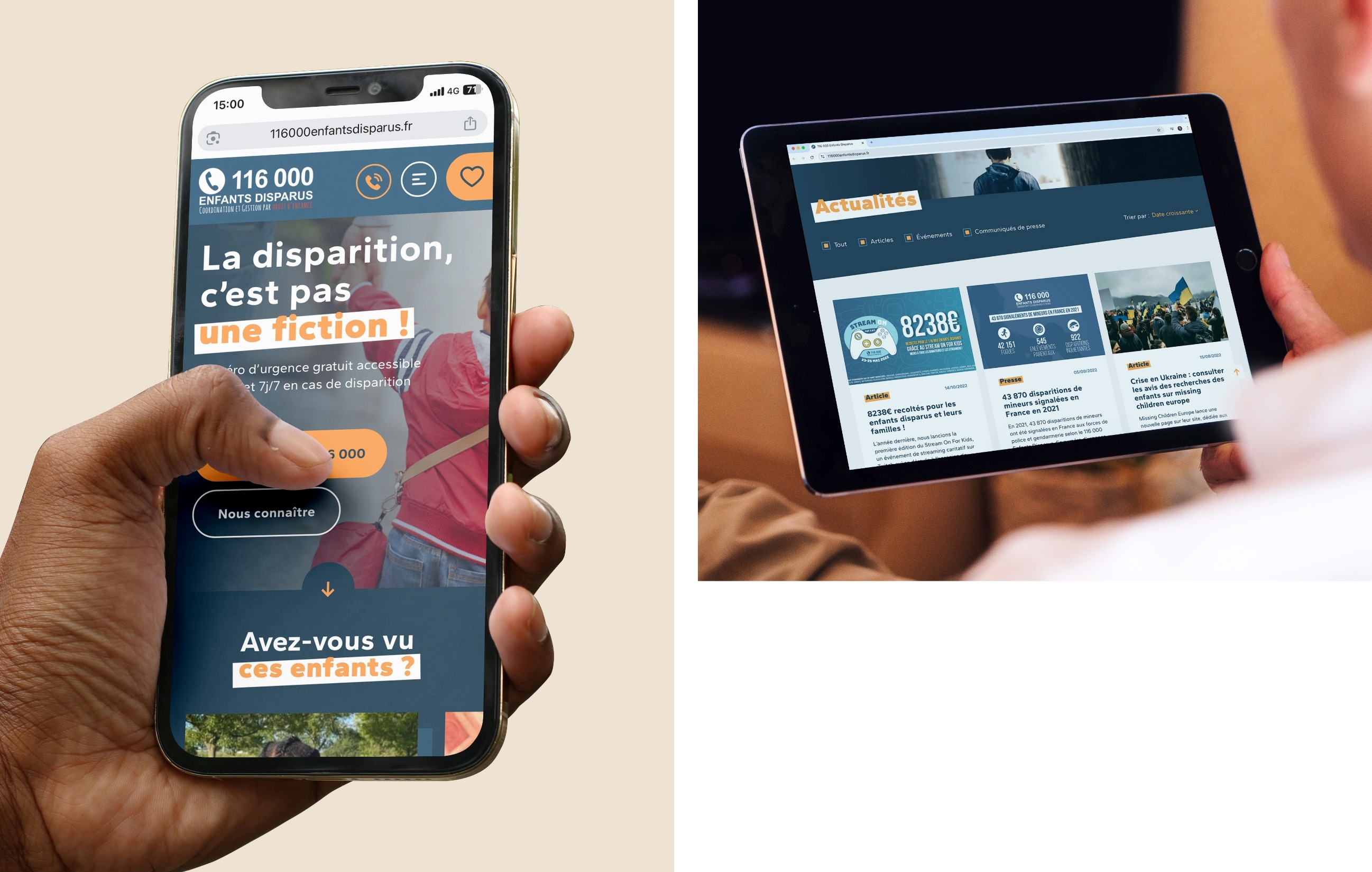 Version responsive du site Internet du 116000 enfants disparus