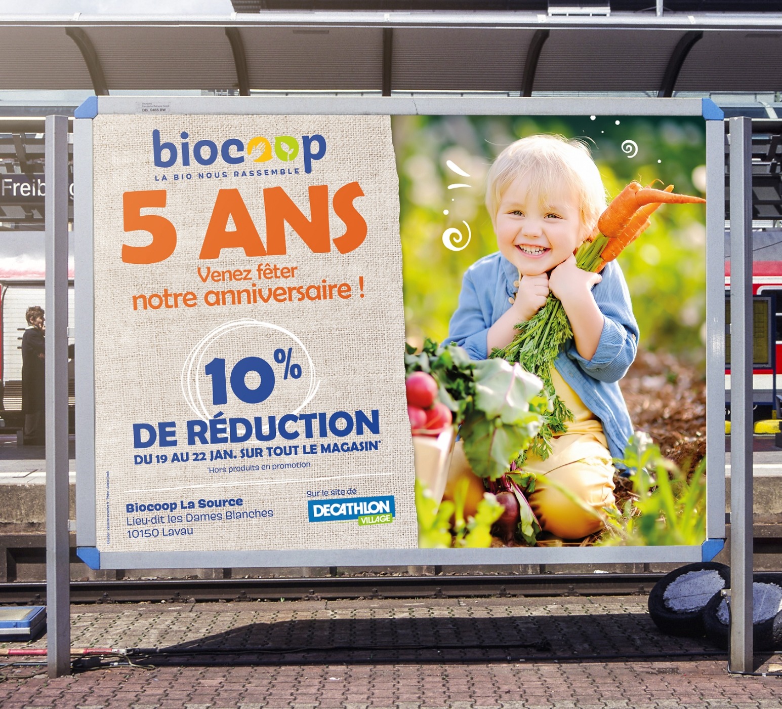 Projet supports de communication - 5 ans Biocoop La Source