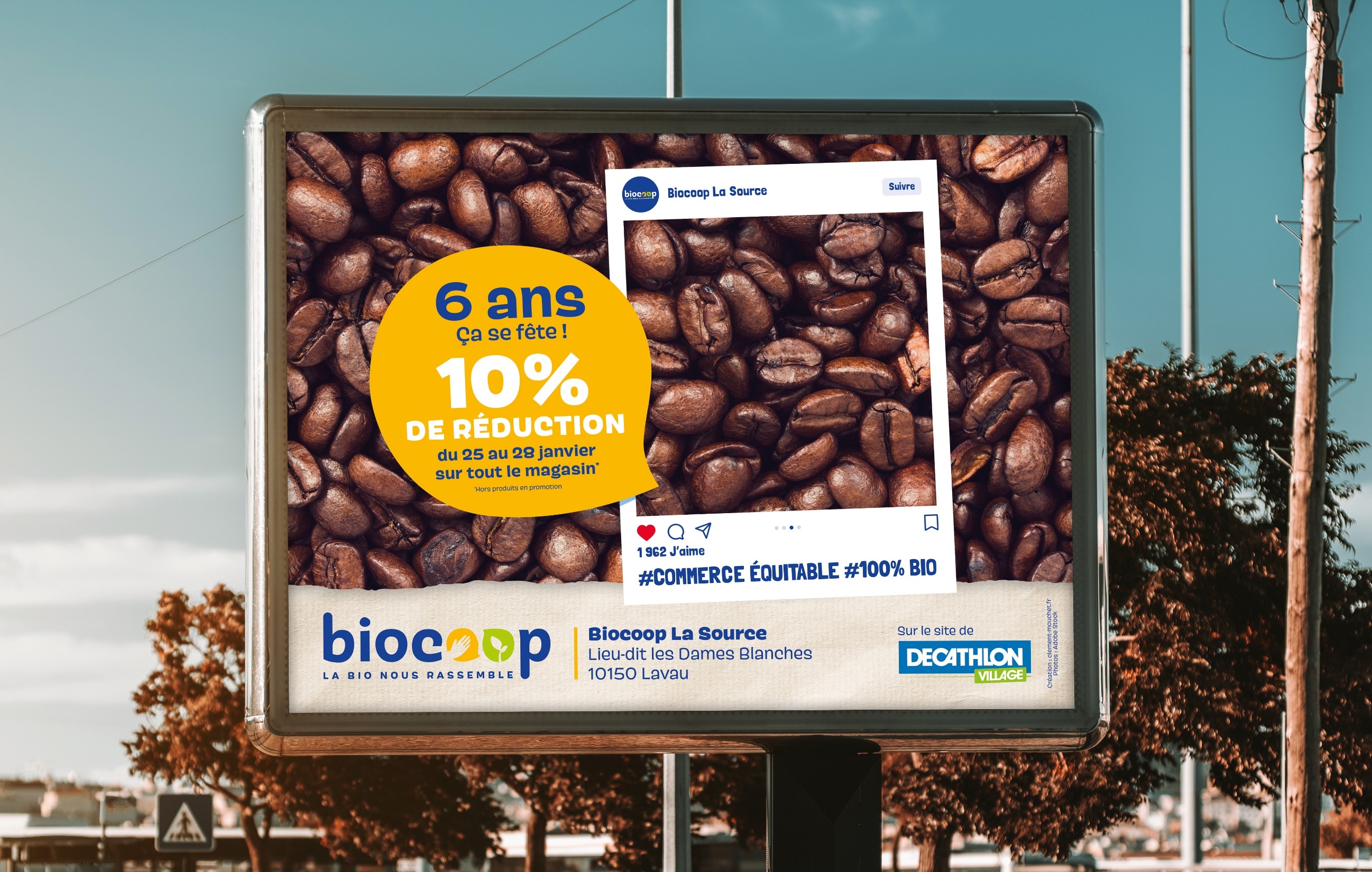 Affiches de la campagne anniversaire Biocoop La Source 2022