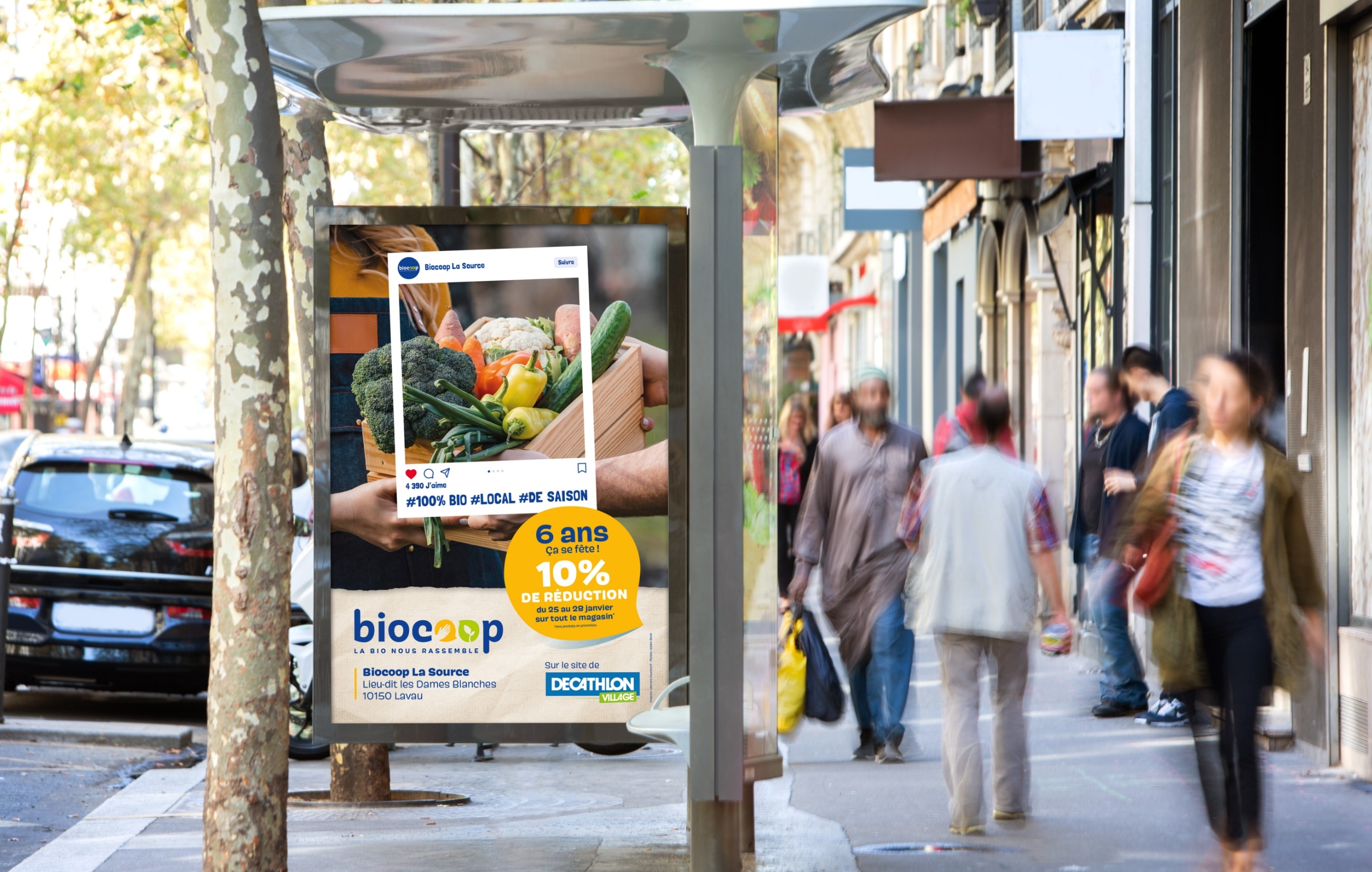 Affiches de la campagne anniversaire Biocoop La Source 2022