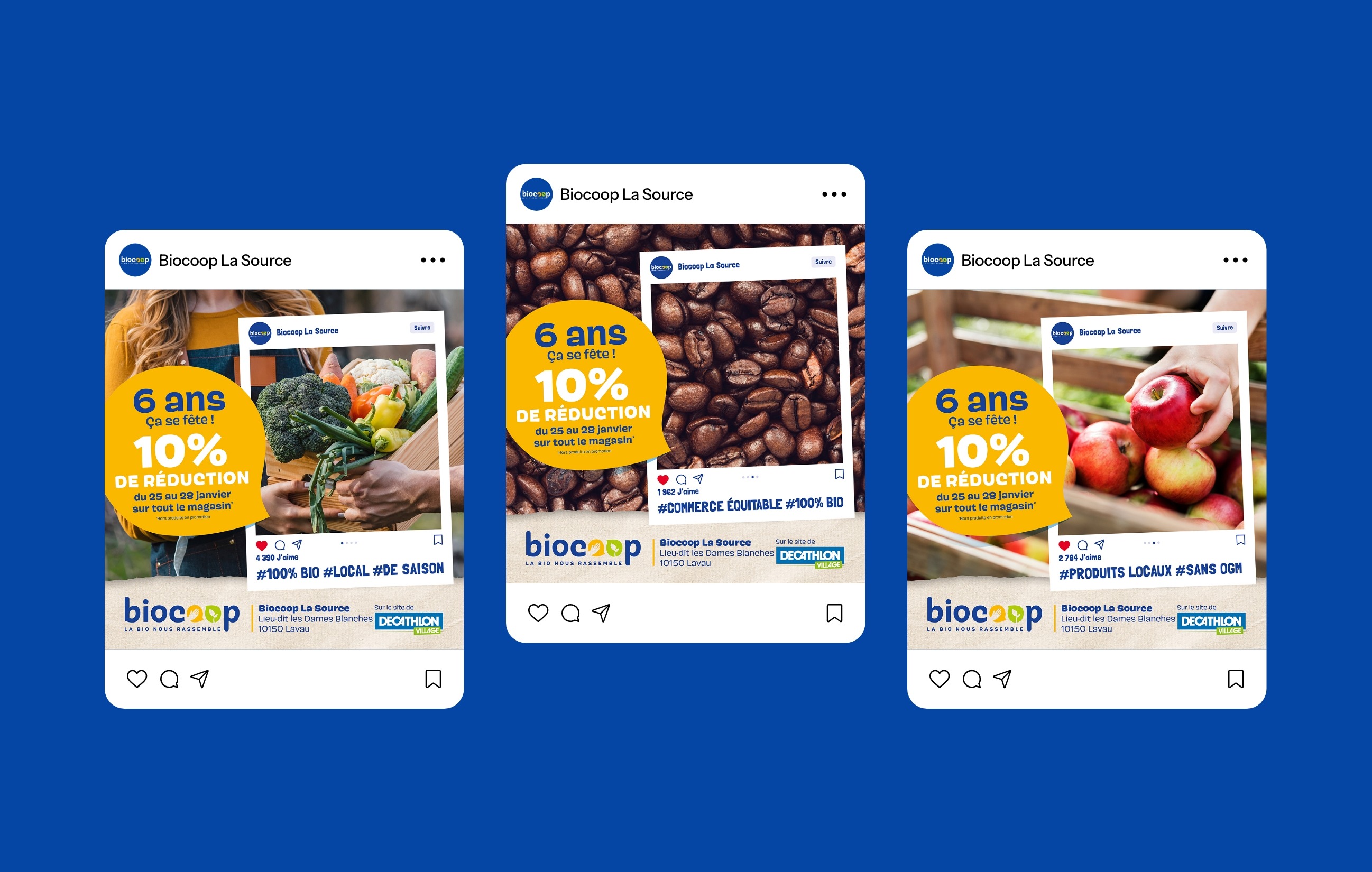 Posts instagram de la campagne anniversaire Biocoop La Source 2022