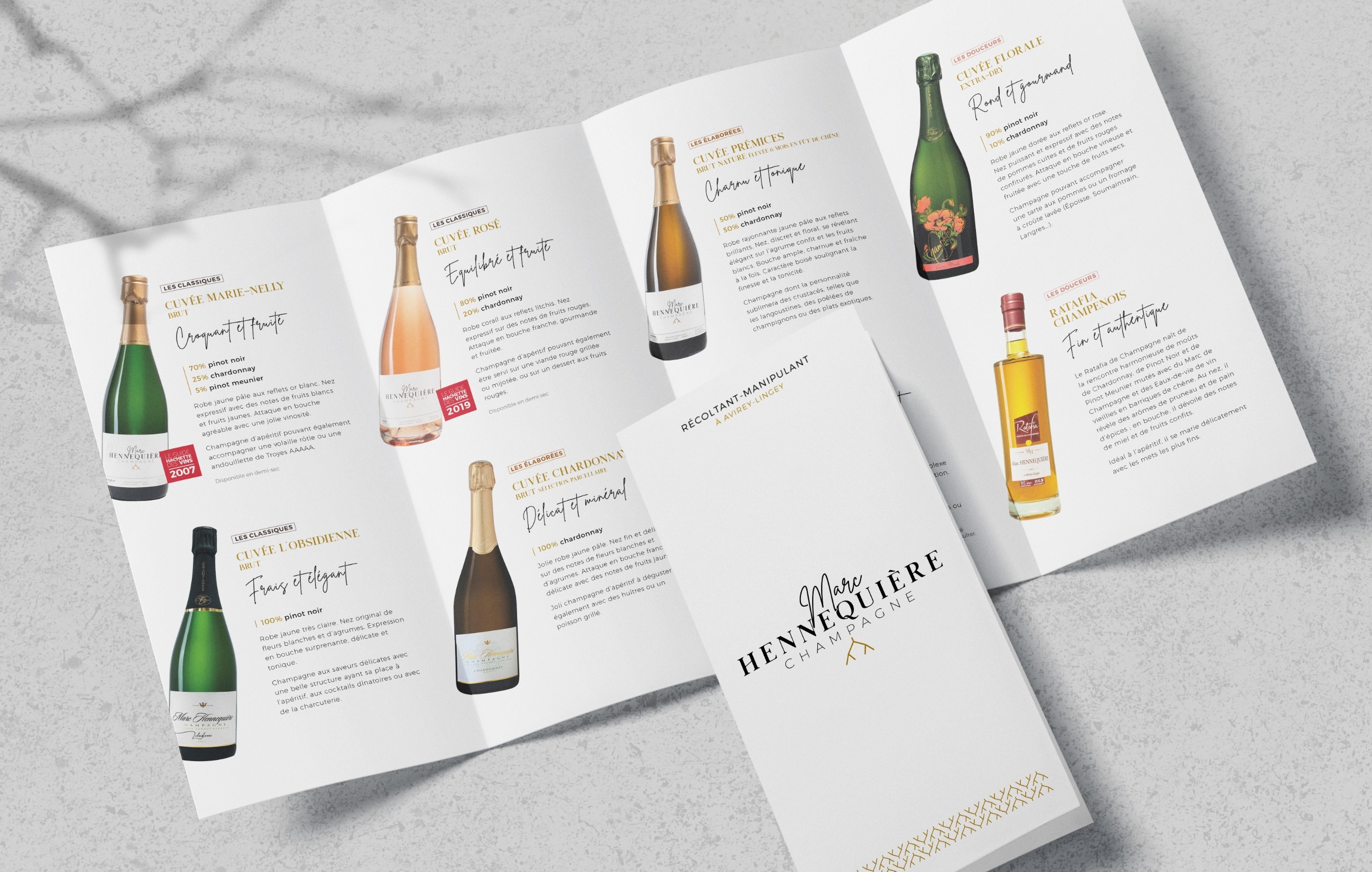 Dépliant 4 volets Champagne Marc Hennequiere