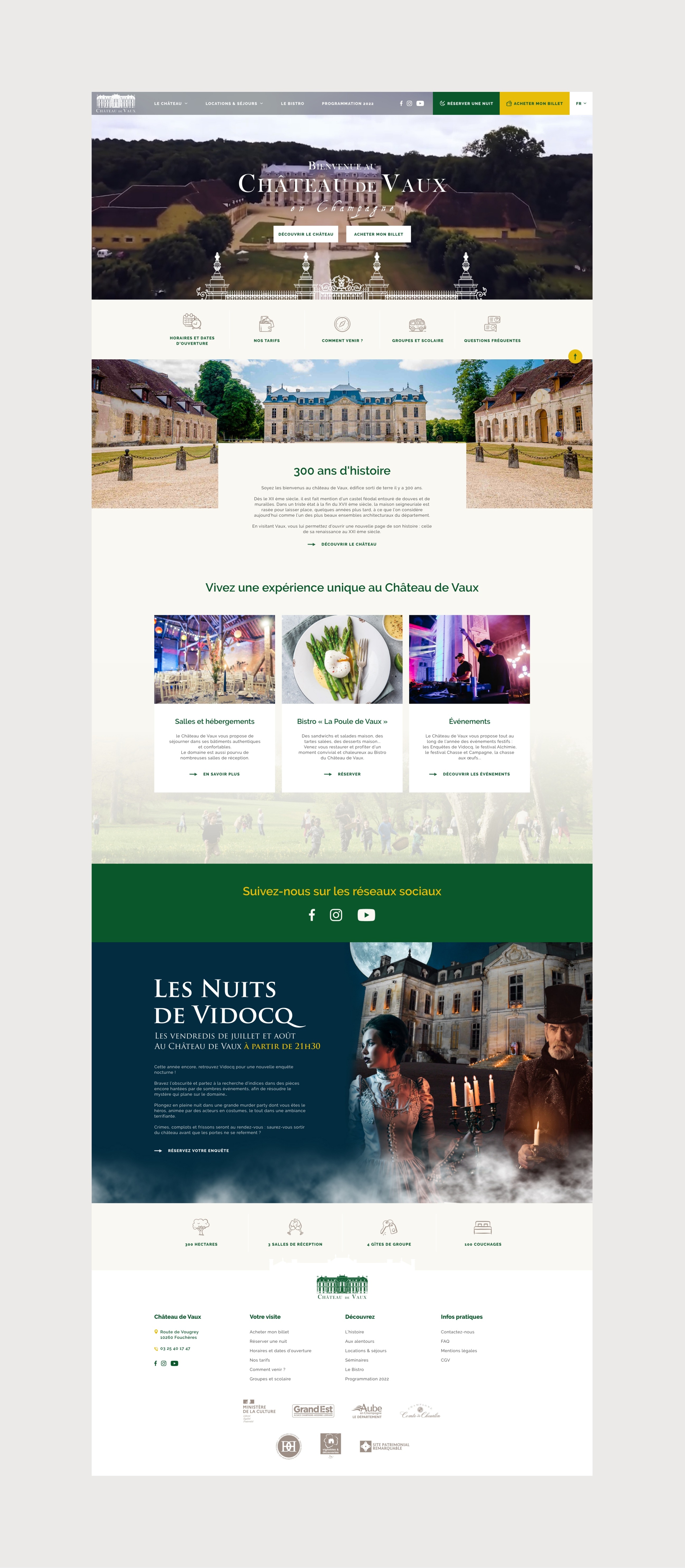 Site Internet du Château de Vaux : page d'accueil