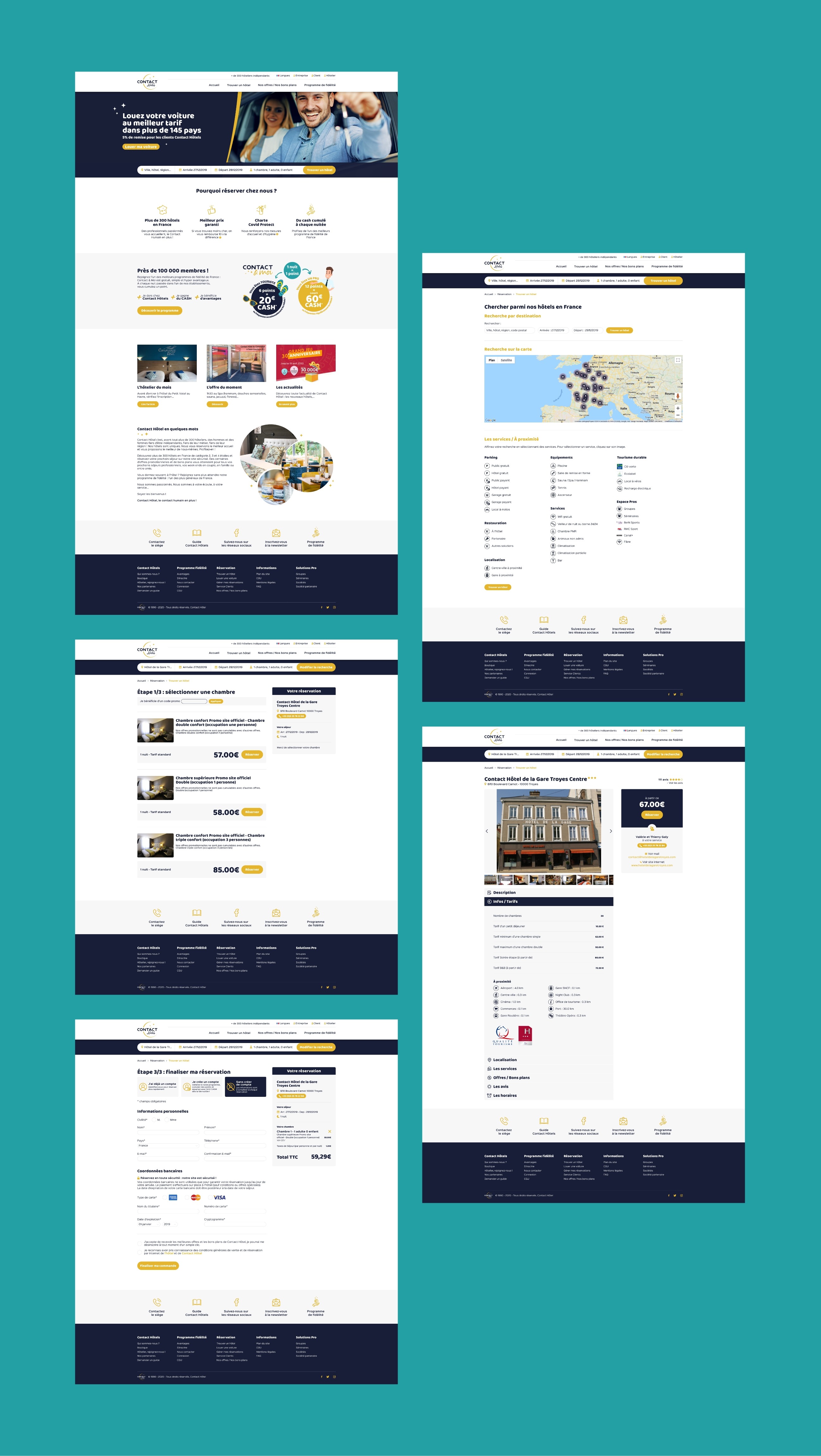 Pages de réservation du site internet Contact Hôtels