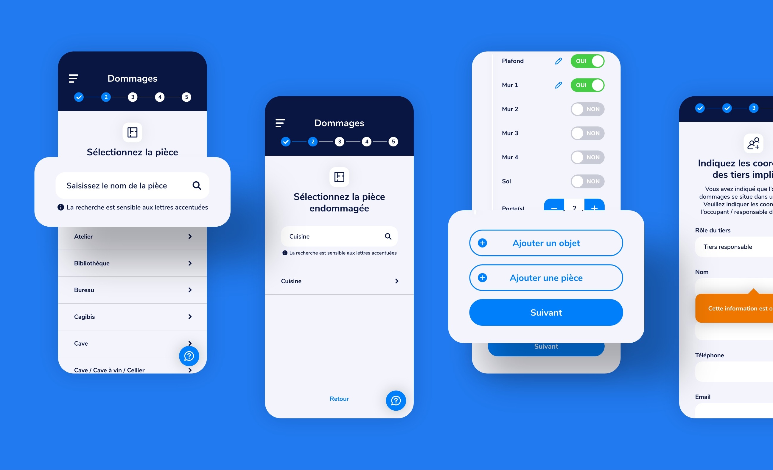 Maquettes mobile de l'application Easy Selfcare
