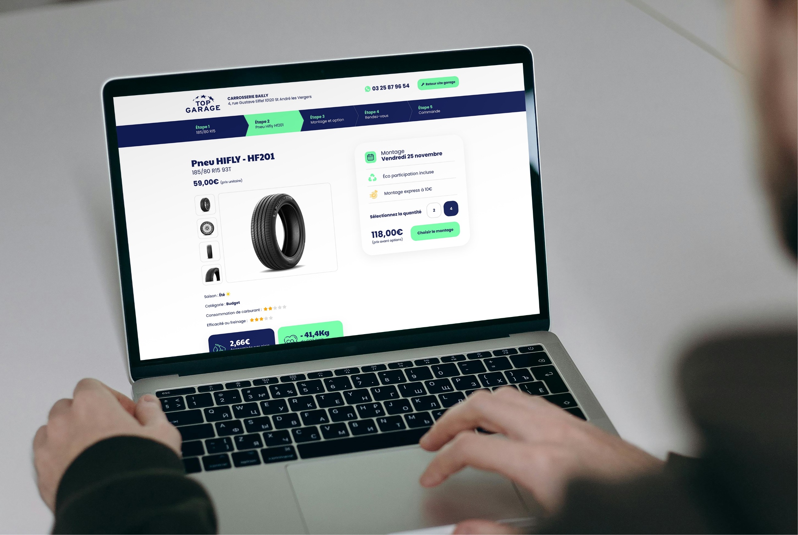 Site Internet e-commerce Go pneu : page produit
