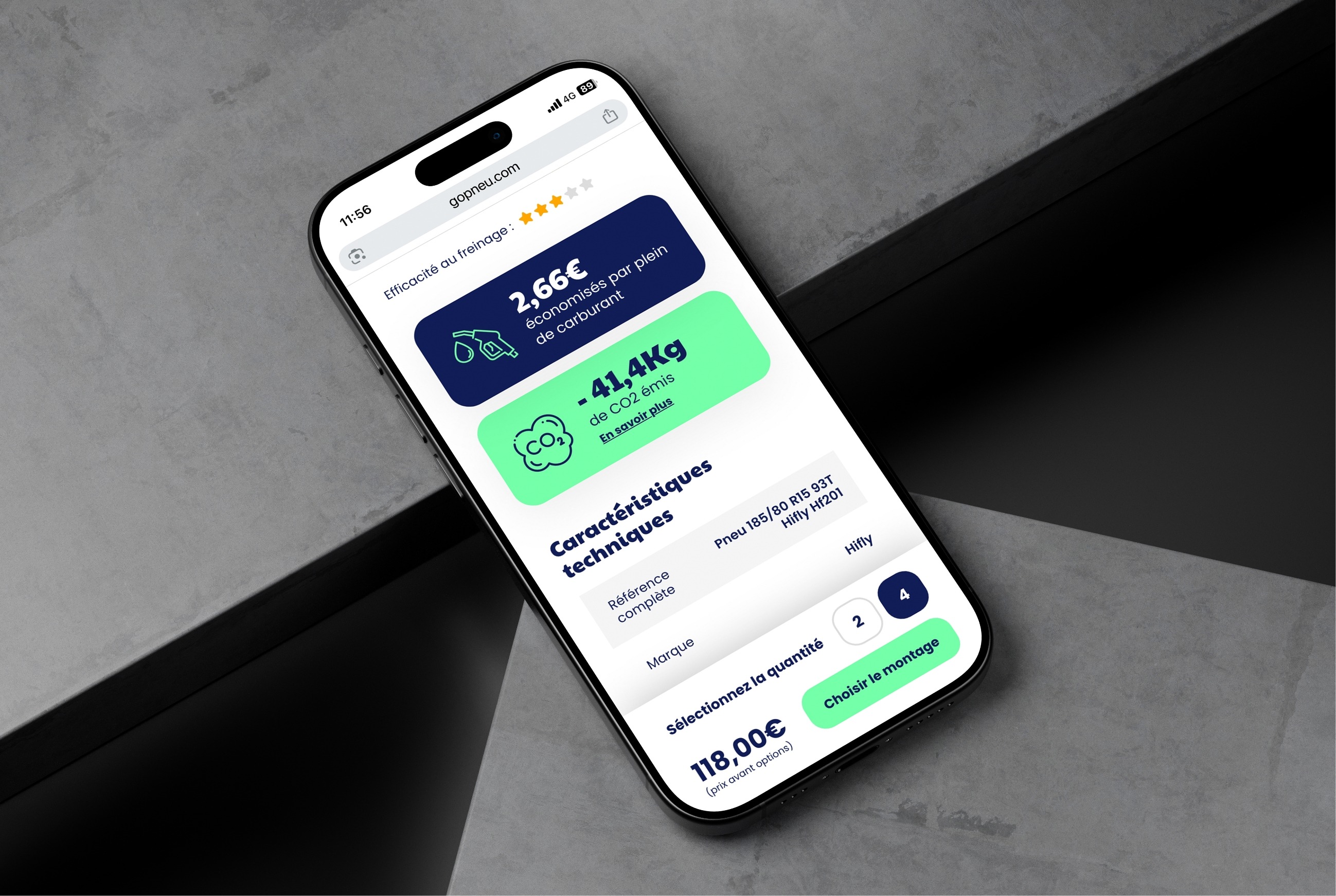 Version responsive du site Internet e-commerce Go pneu