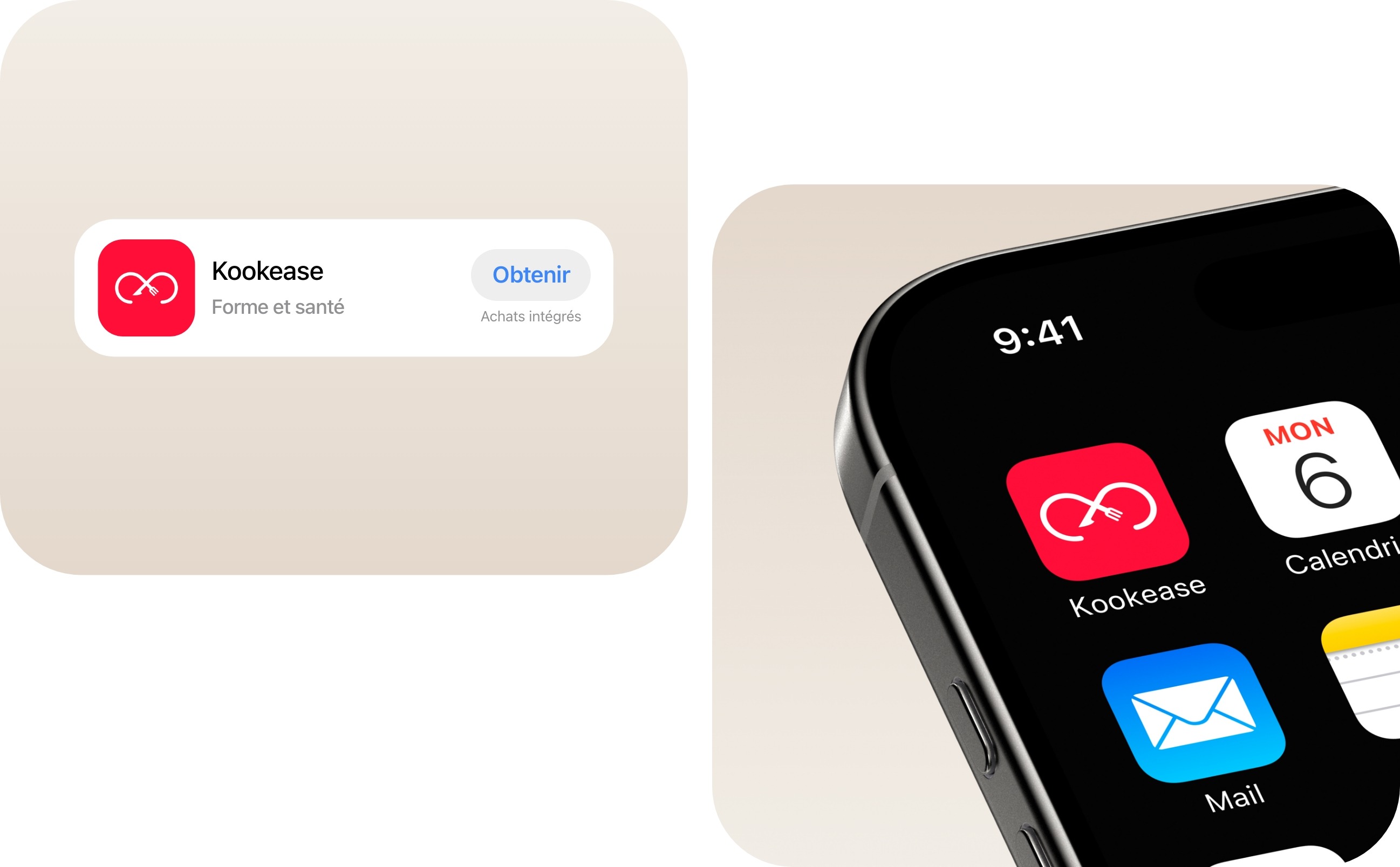 Icône de l'application Kookease et carte d’app App Store