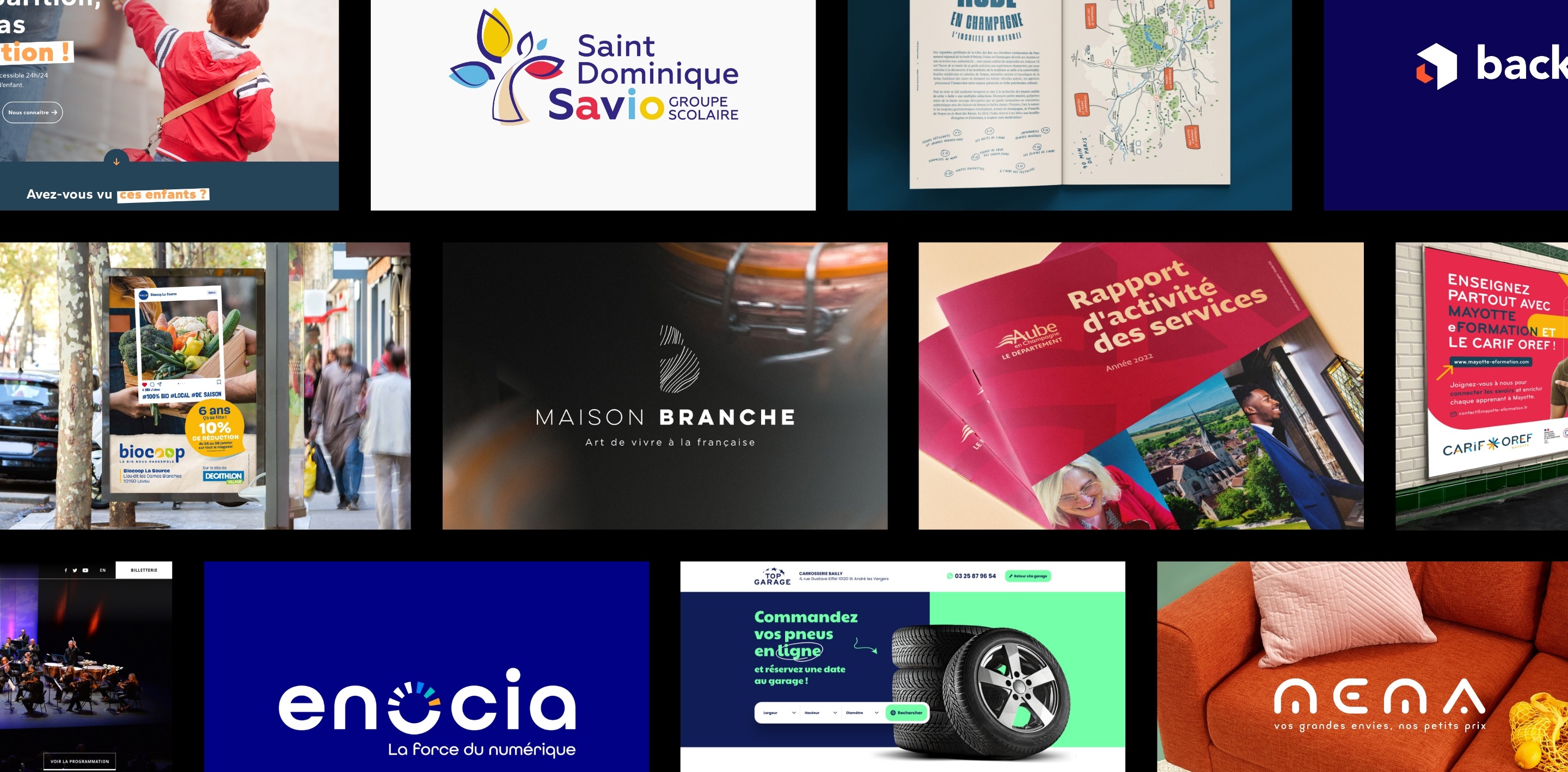 Sélection de projets graphiques, digitaux et supports de communication