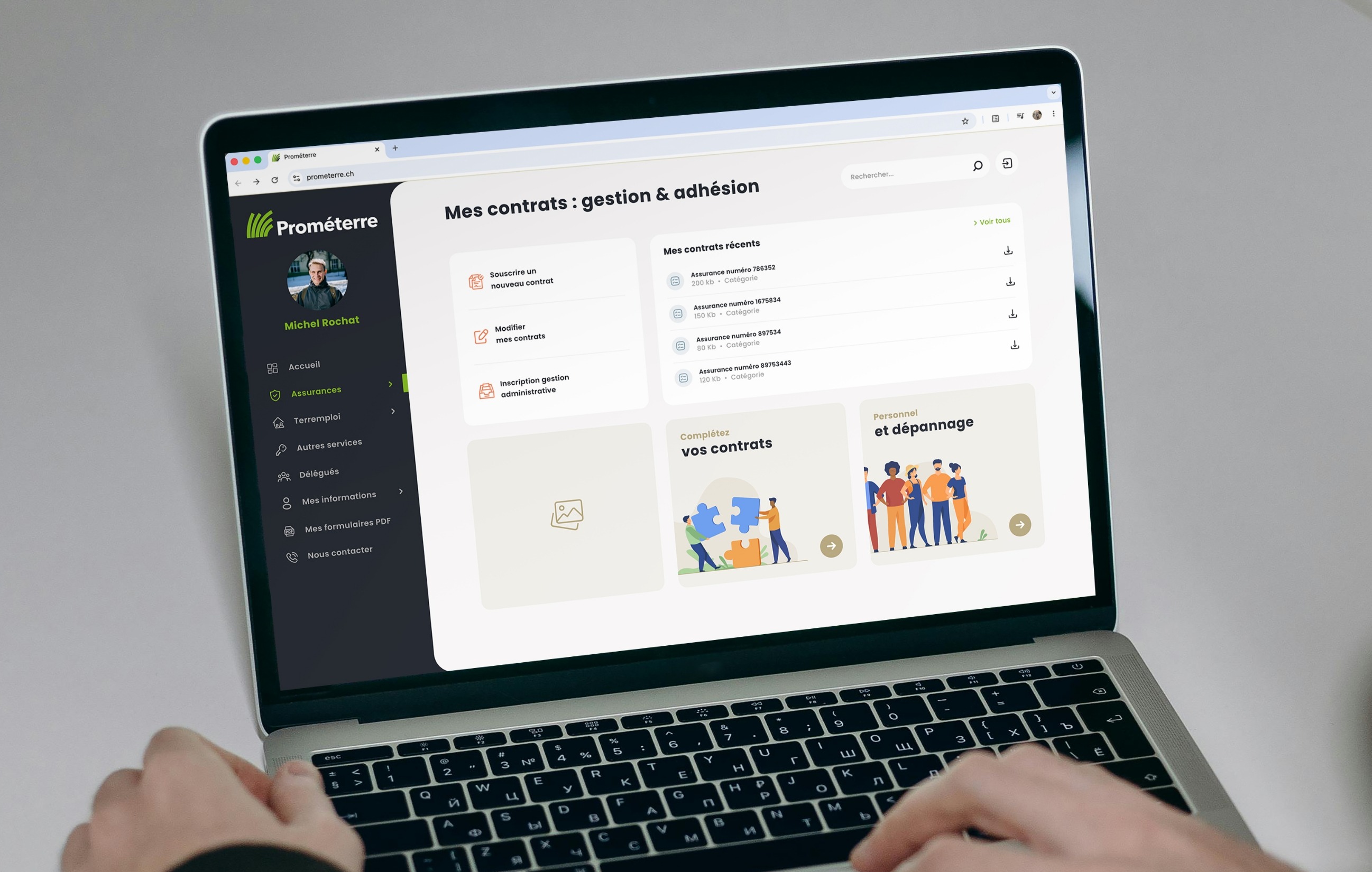 Mise en situation sur un ordinateur de l'interface Prométerre