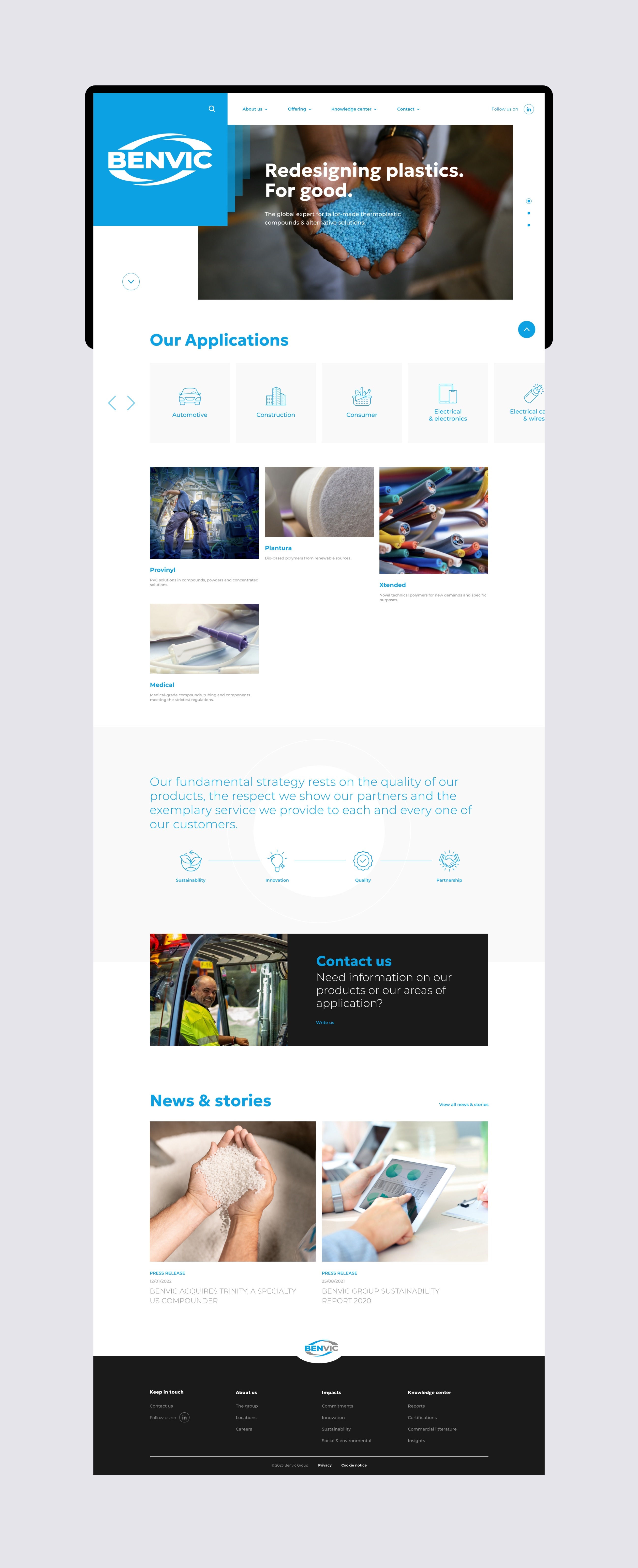 Page d'accueil du site Internet Benvic