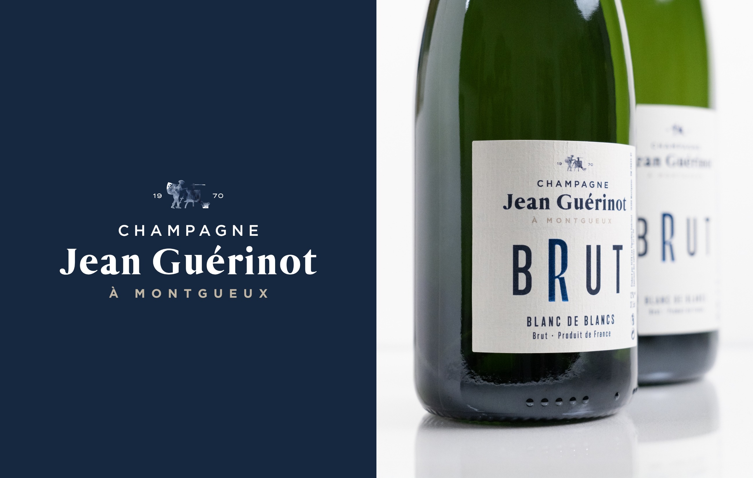 Logo et étiquette brut blanc de blancs Champagne Jean Guérinot