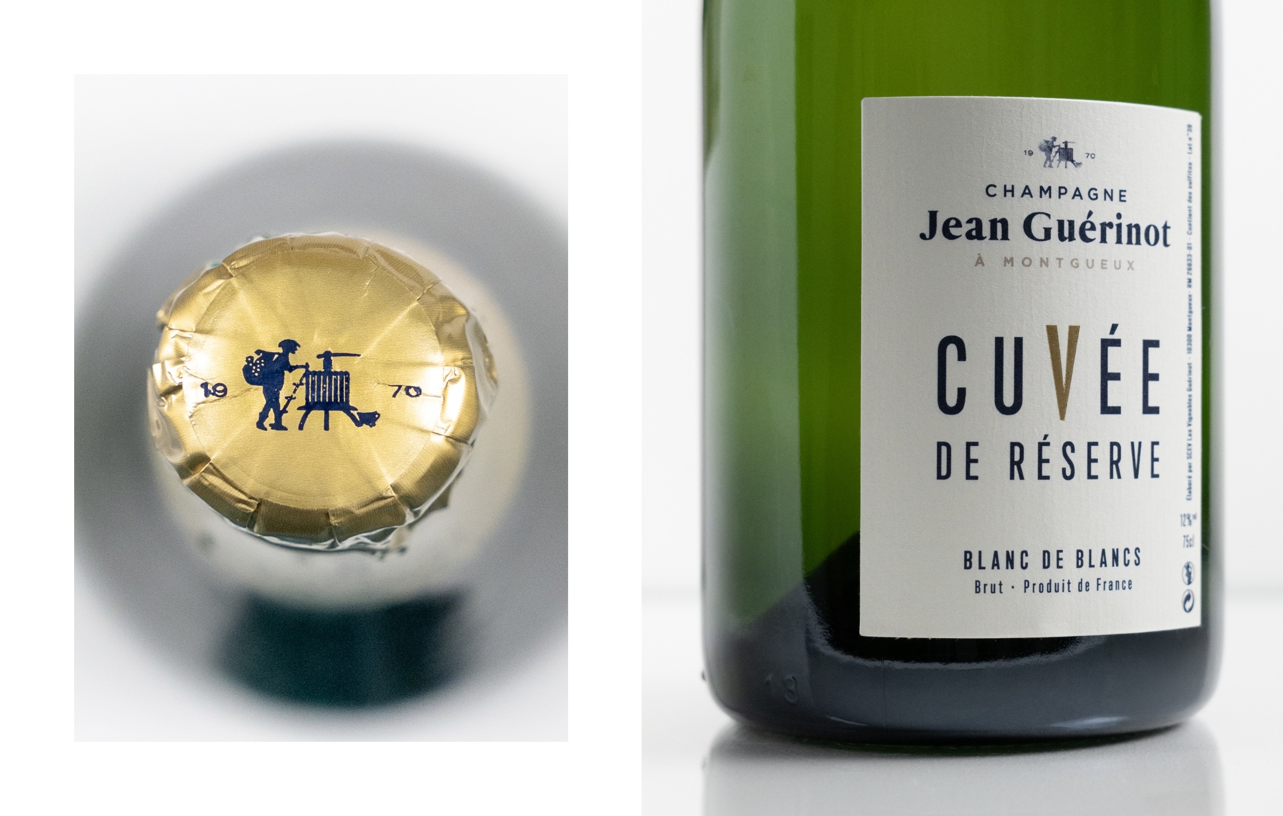 Coiffe et étiquette cuvée de réserve Champagne Jean Guérinot