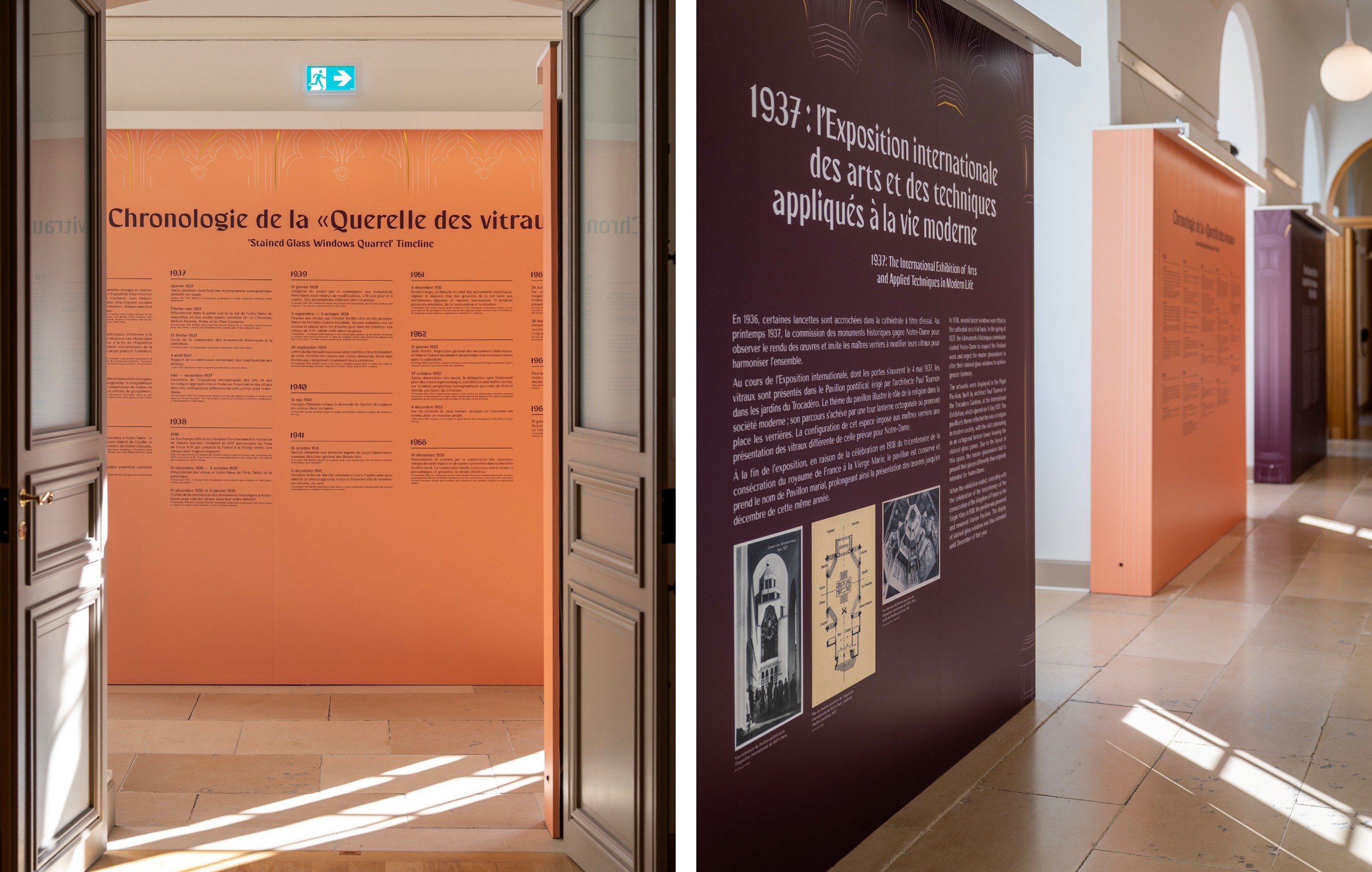 Scénographie exposition Notre-Dame de Paris : la querelle des vitraux