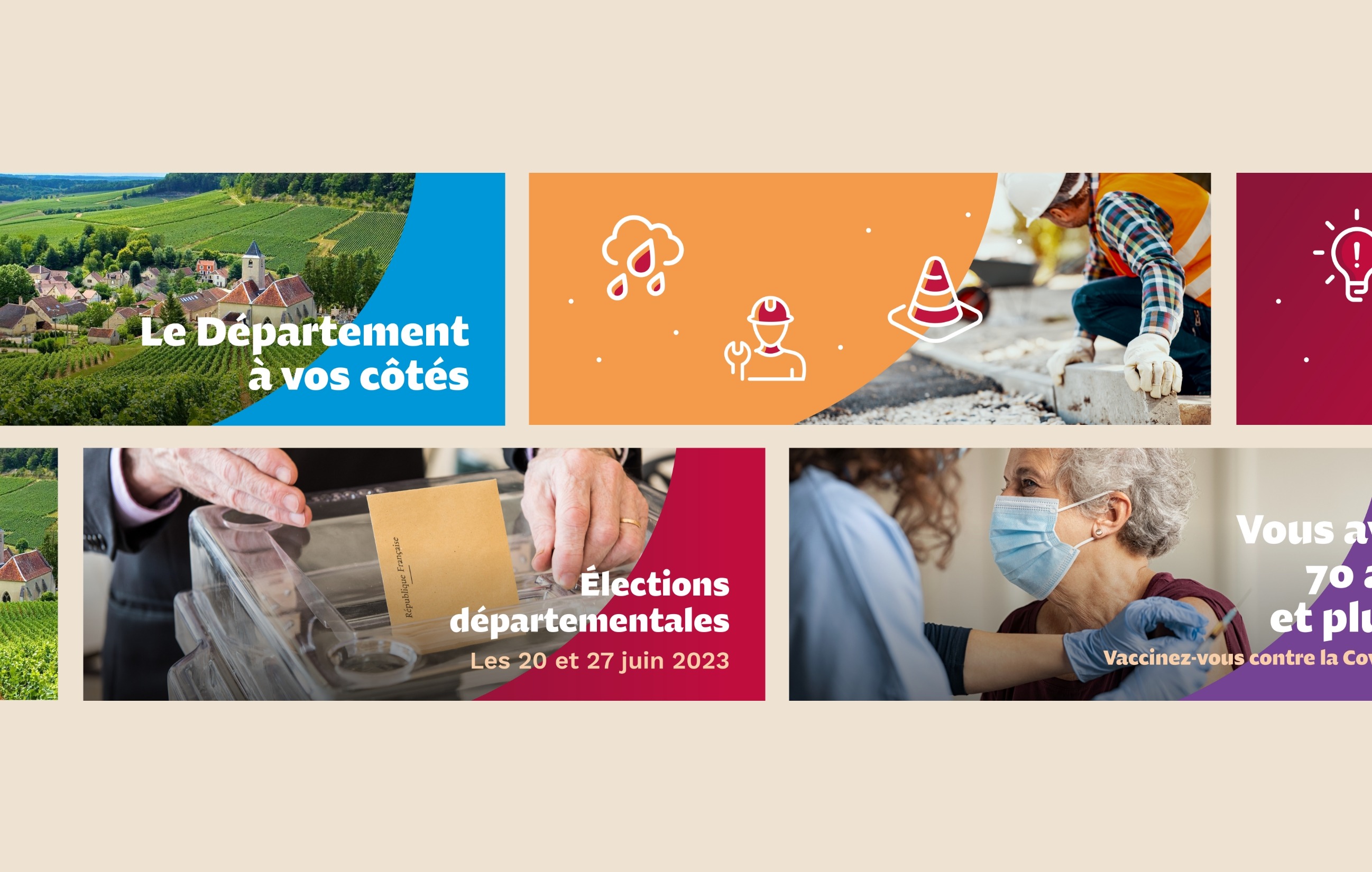 Pêle-mêle de bannières facebook du Département de l'Aube