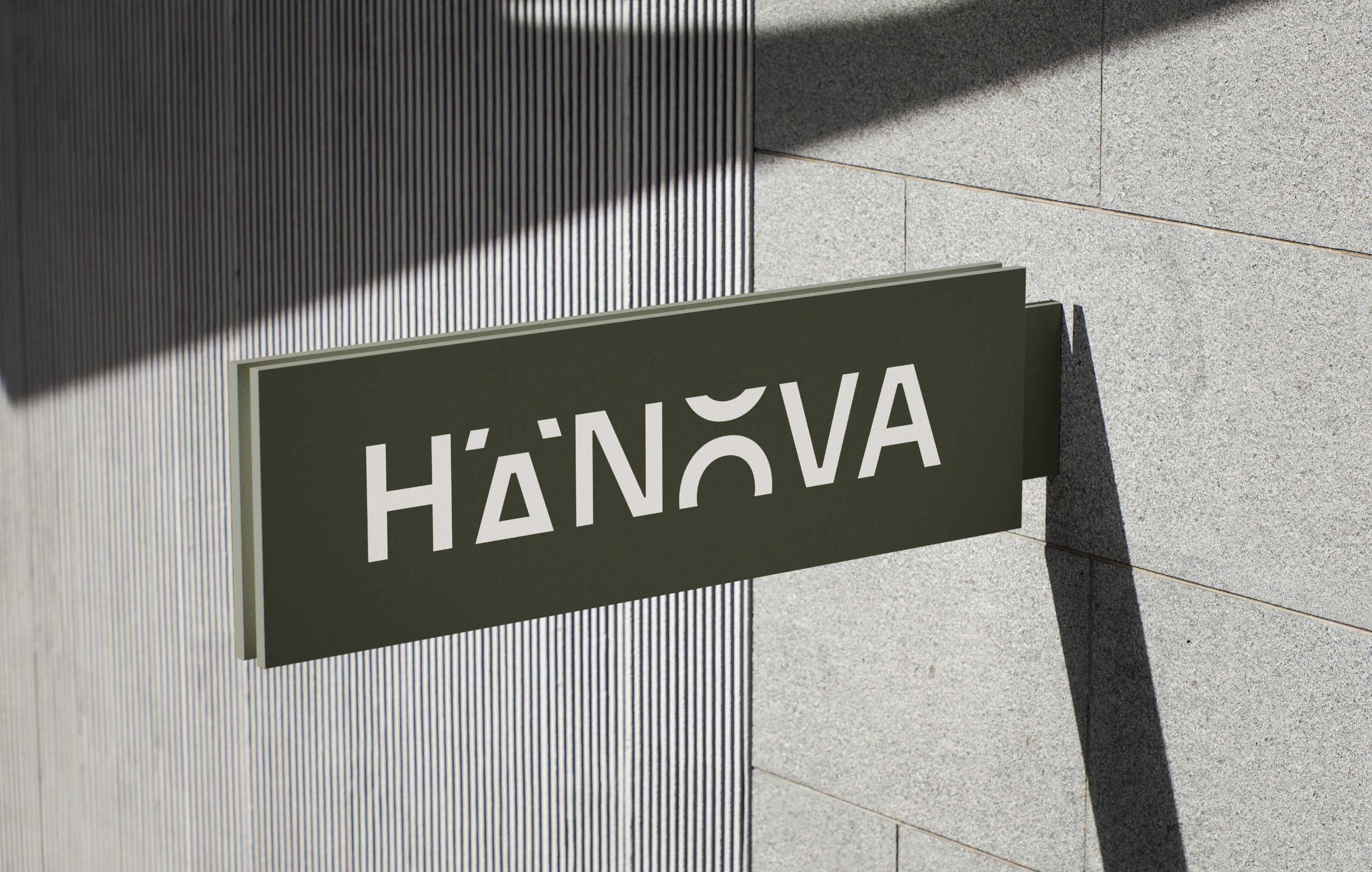Mise en situation du logo Hanova sur une enseigne
