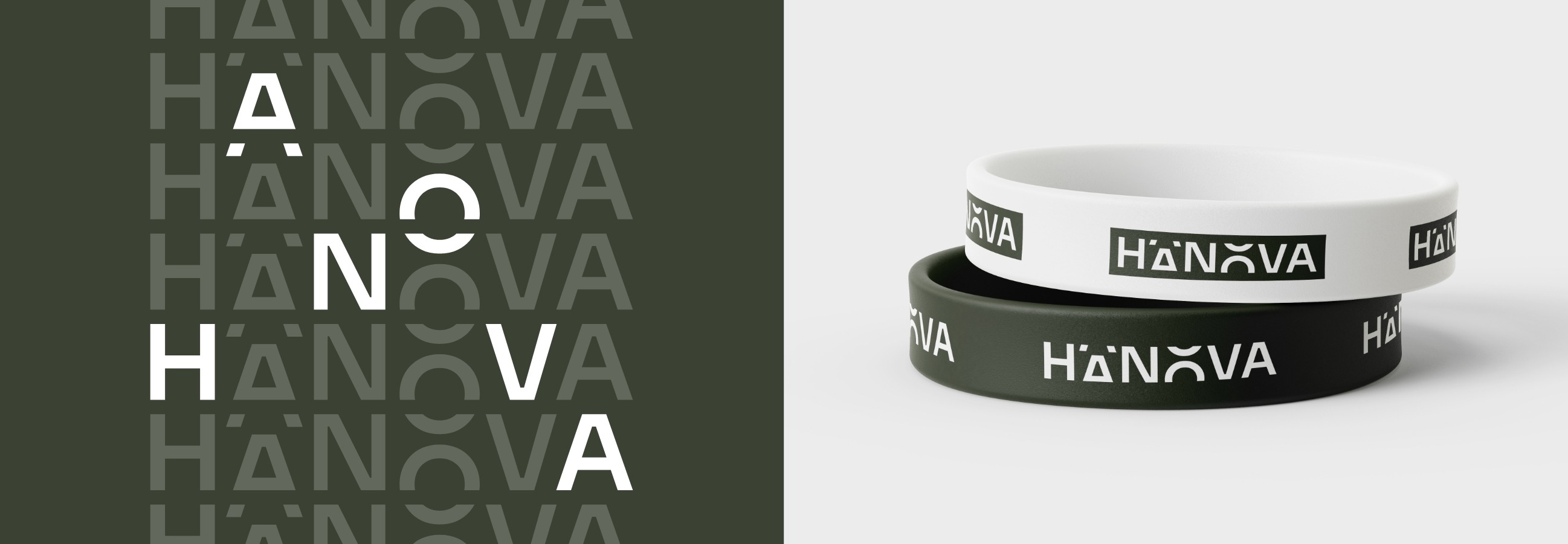 Mise en situation du logo Hanova sur des bracelets