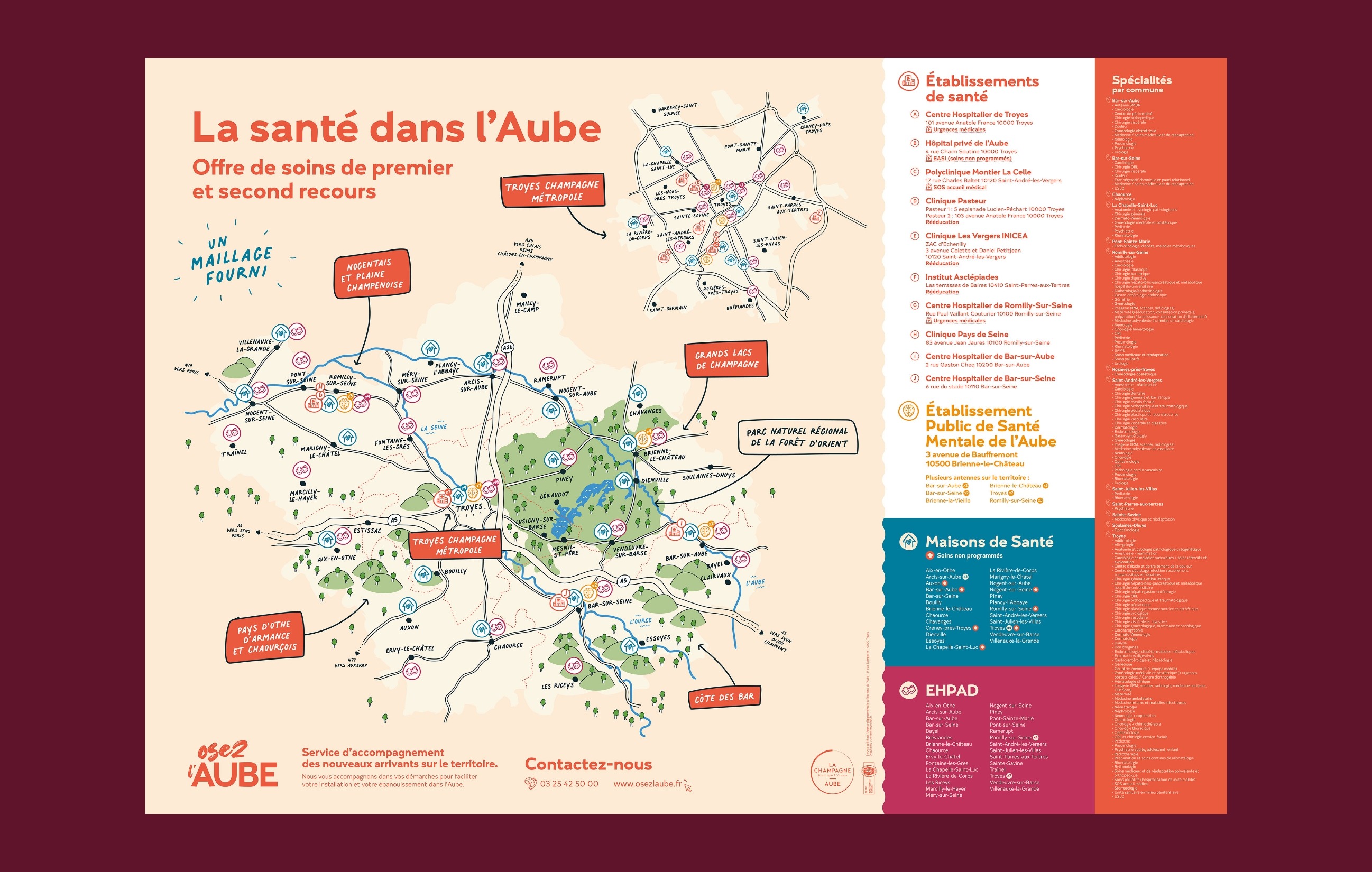 Cartographie la santé dans l'Aube du service Osez l'Aube