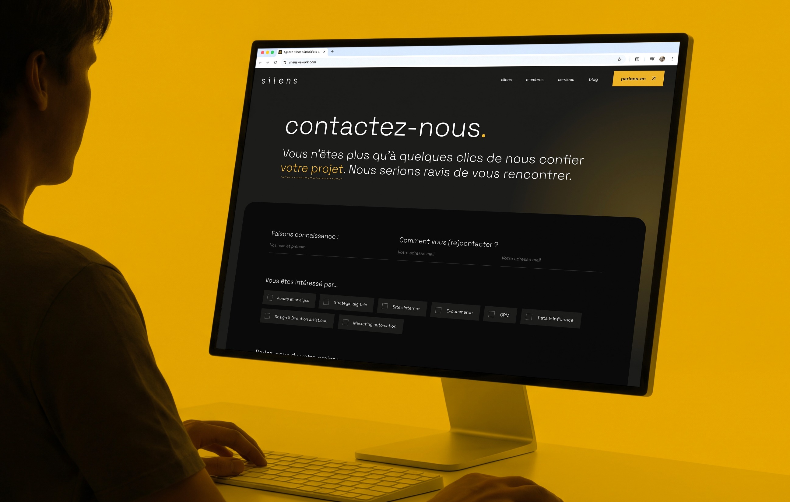 Page contact du site Internet Silens
